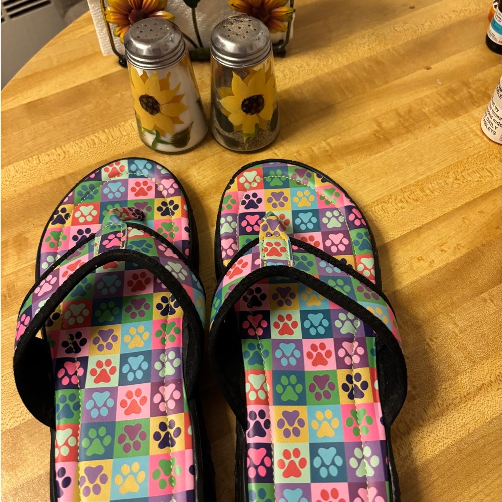 Colorful Paw Print Sandals